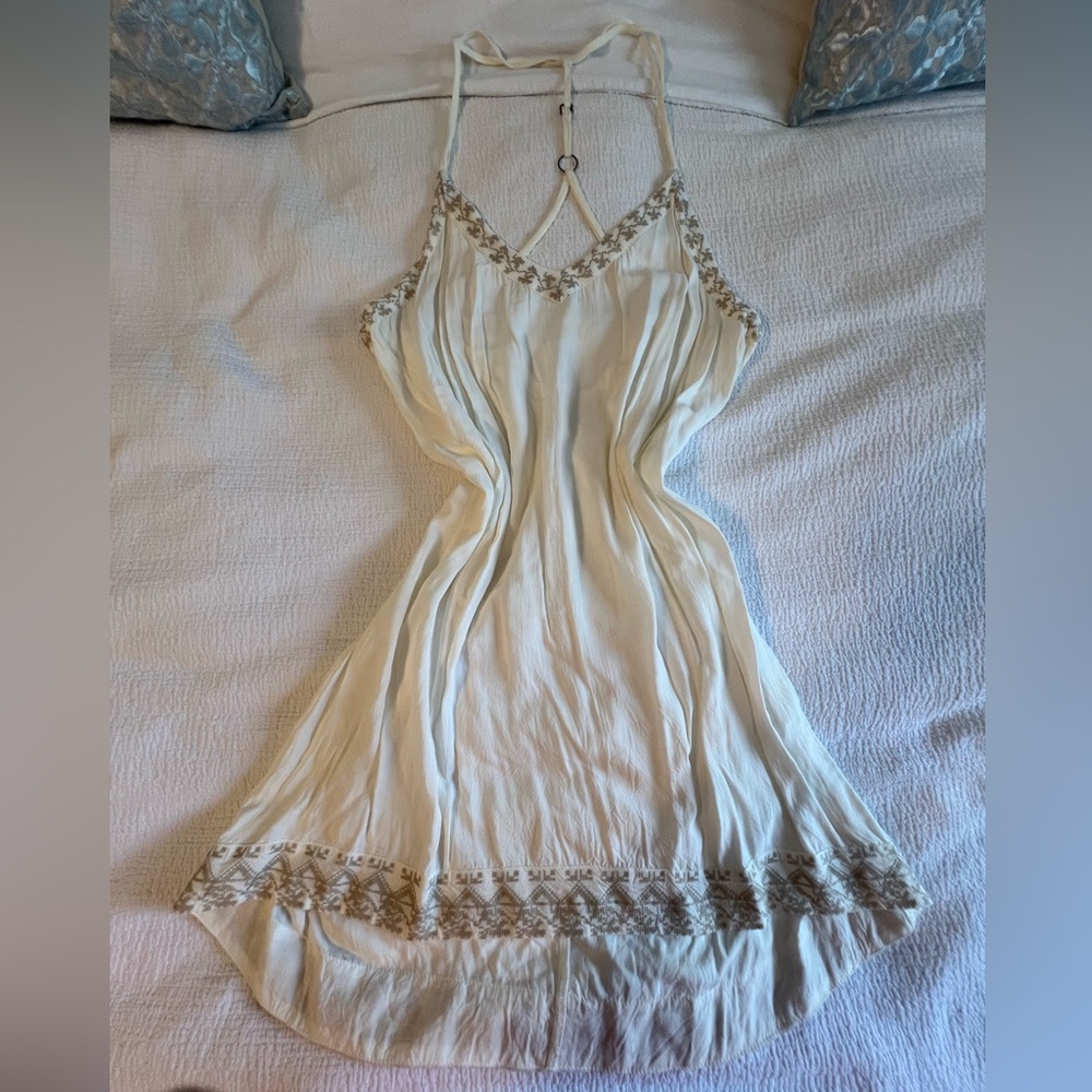 Cream Colored Slip Dress with Strappy Open Back